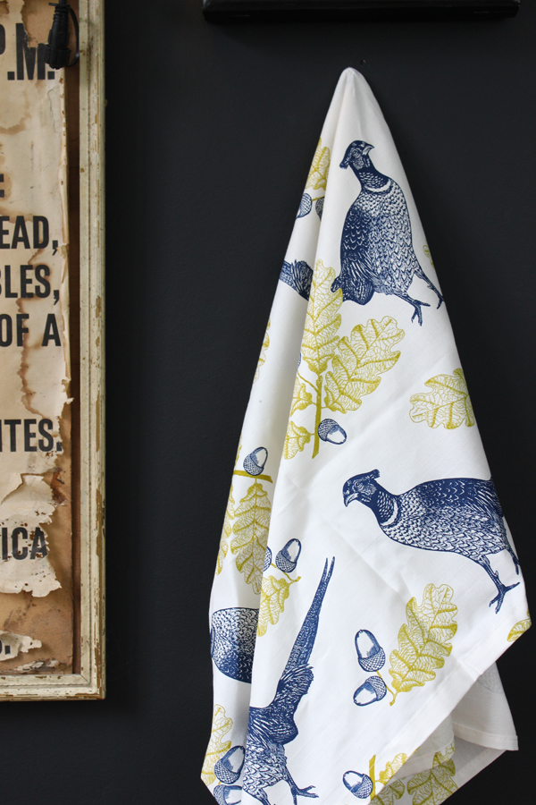 Pheasant and oak tea towel from Thornback and Peel | Growing Spaces
