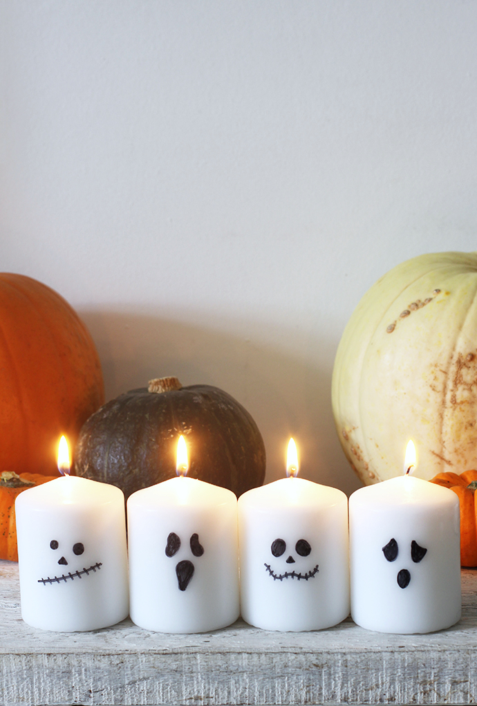 Super-easy halloween candles - all you need are candles and a Sharpie