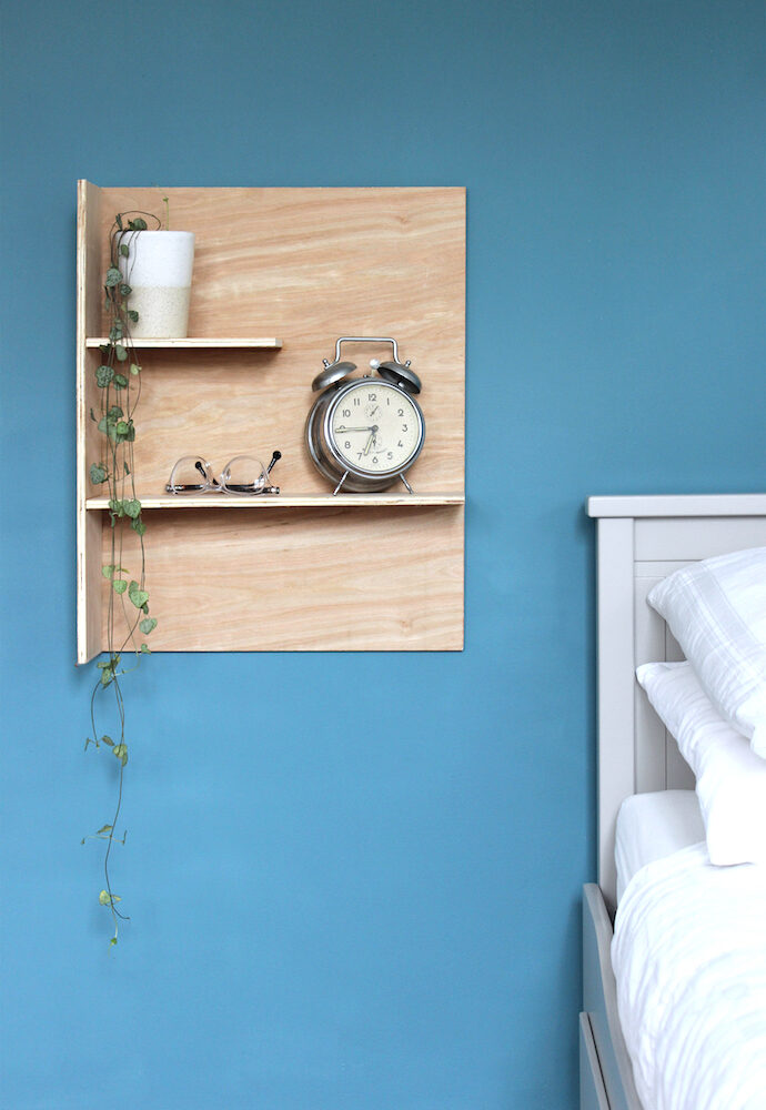 DIY plywood bedside shelves with Gorilla Glue